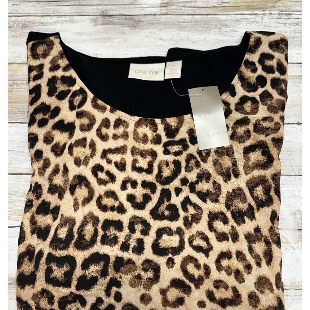 Chicos Absolutely Animal Drita II Leopard Print Mixed Media‎ Top  Sz 4(U.S. 20)